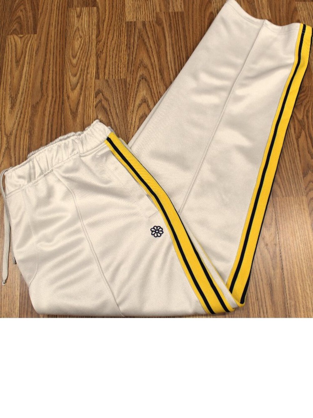 URBAN OUTFITTERS CASUAL TRACK PANTS POLYESTER GRAY, YELLOW & NAVY Sz LARGE, L E